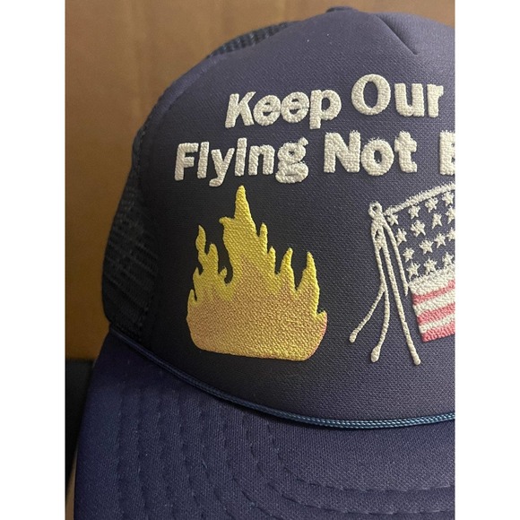 Vintage America USA Patriot‎ Keep Our Flag Flying Not Burning Snapback Rope Hat - Picture 2 of 10